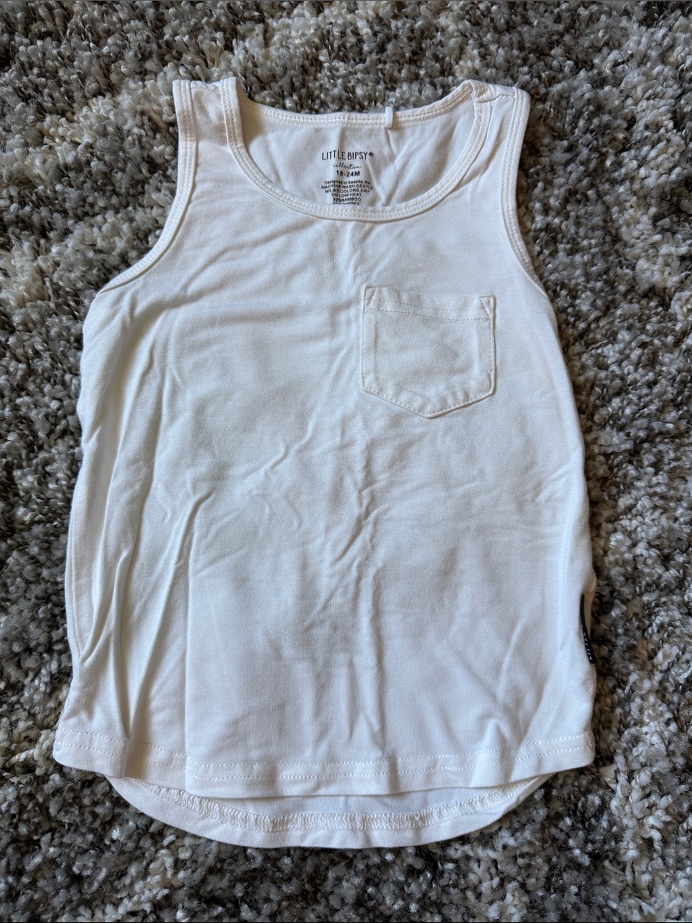 Little Bipsy White Kids Tank with Chest Pocket 18/24m